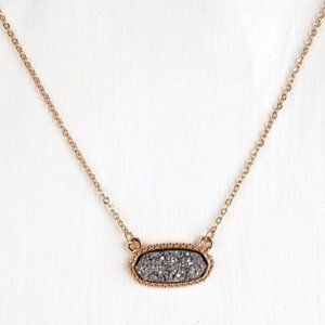 Colored Druzy Necklace - Hematite